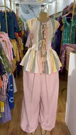 Women's Stylish 2-Piece Top & Wide-Leg Trouser Set - 3