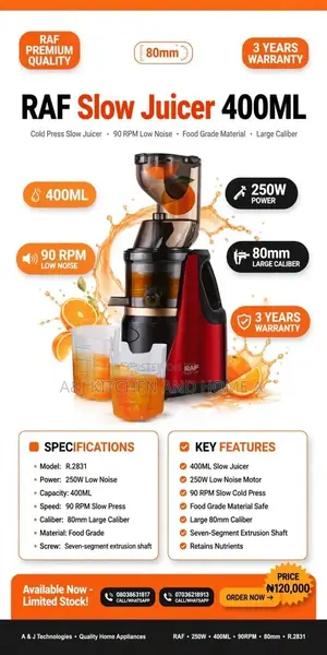 RAF Juicer Mai Jinkirin Aiki 400ml