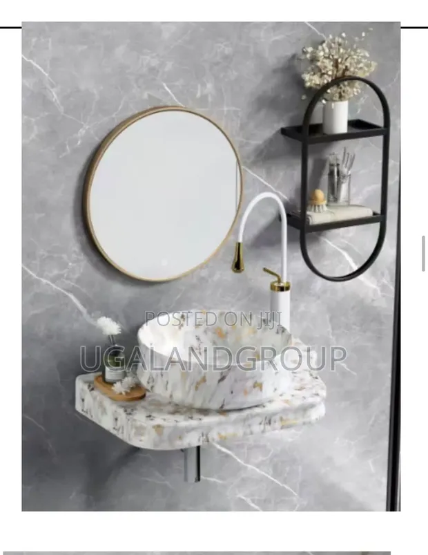 Modern Gold Veined Marble Basin - 1