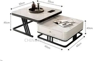 2-in-1 Modern Nesting Center Table with Drawer