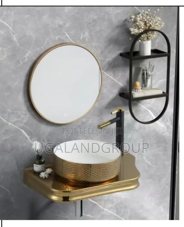 Sweethome Modern Gold Textured Basin Set - 1