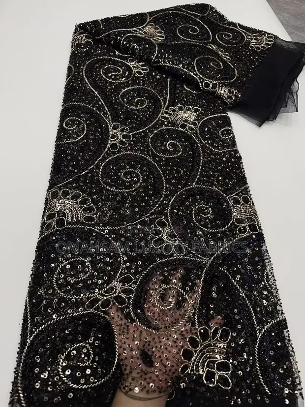 Fully Handbeaded Lace Fabric - 5 Yards - 1