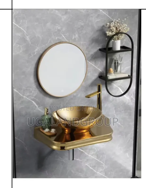Sweethome Modern Full Polished Gold Ceramic Basin - 1