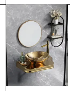 Sweethome Modern Full Polished Gold Ceramic Basin