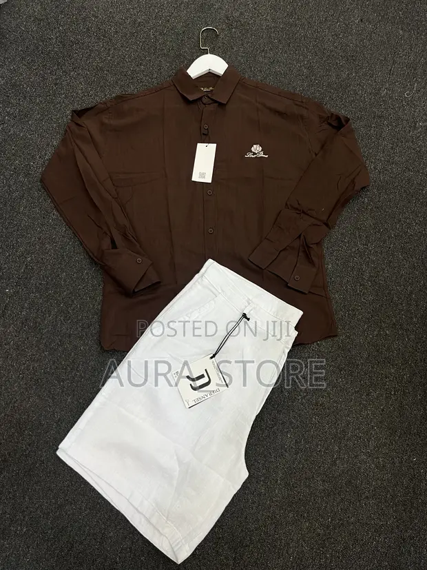 Sut Din Rigan Gajeren Hannu Da Wandon Linen - 1