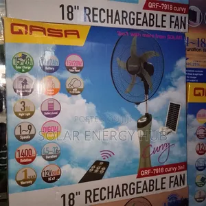 18-Inch Qasa Solar Rechargeable Standing Fan