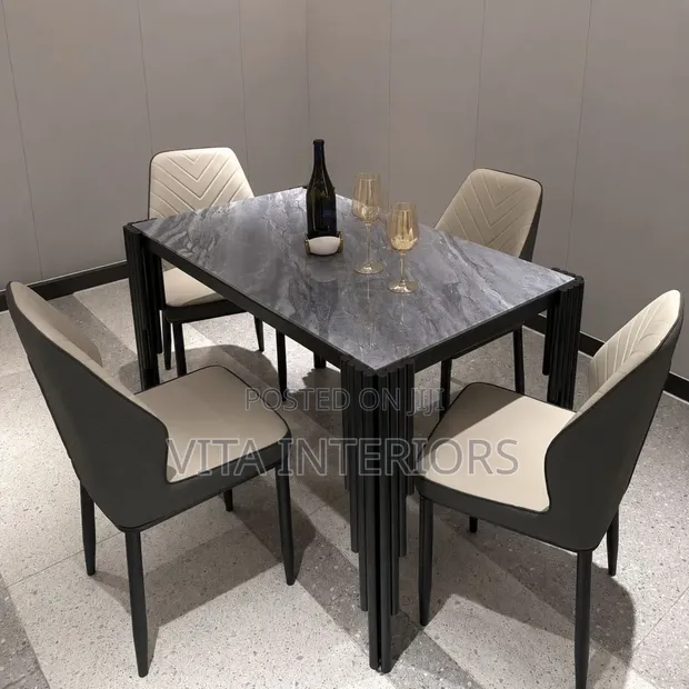 Home Interiors Black Dining Table (Mutum 4) - 1