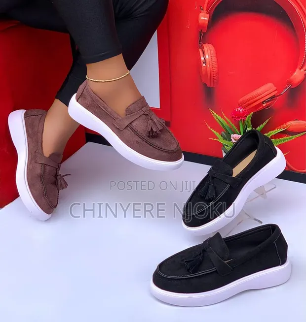 Women's Sneakers - Black Faux Leather Casual Shoes - 1