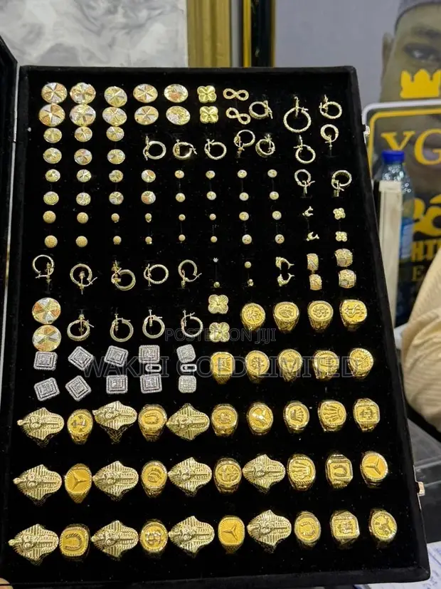 Gold Earrings and Rings - 1