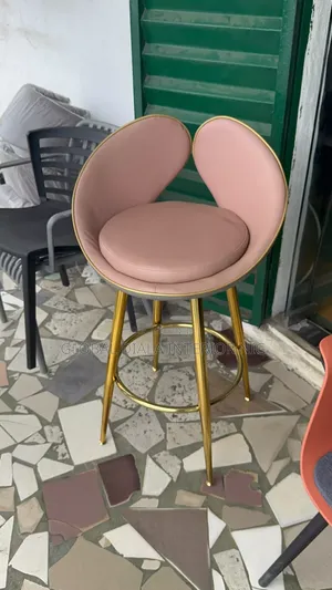 Quality Golden Rim Barstool - Pink Velvet