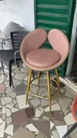 Ingantacciyar Barstool Mai Zoben Zinare - Pink Velvet - 2