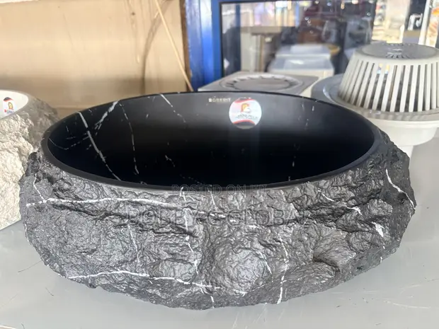 Luxury Black Rock Design Wash Hand Basin - 1