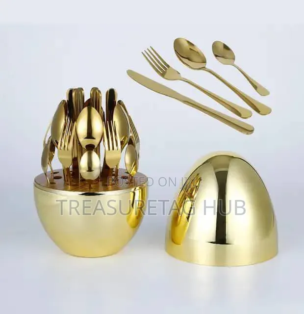 Gold Egg Shape 24-Piece Cutlery Set - 1