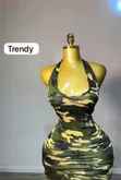 Dogon Rini Mai Tsarin Camouflage, Wuyan Halter, Ruched Bodycon Mini Dress - 1