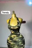 Dogon Rini Mai Tsarin Camouflage, Wuyan Halter, Ruched Bodycon Mini Dress - 2