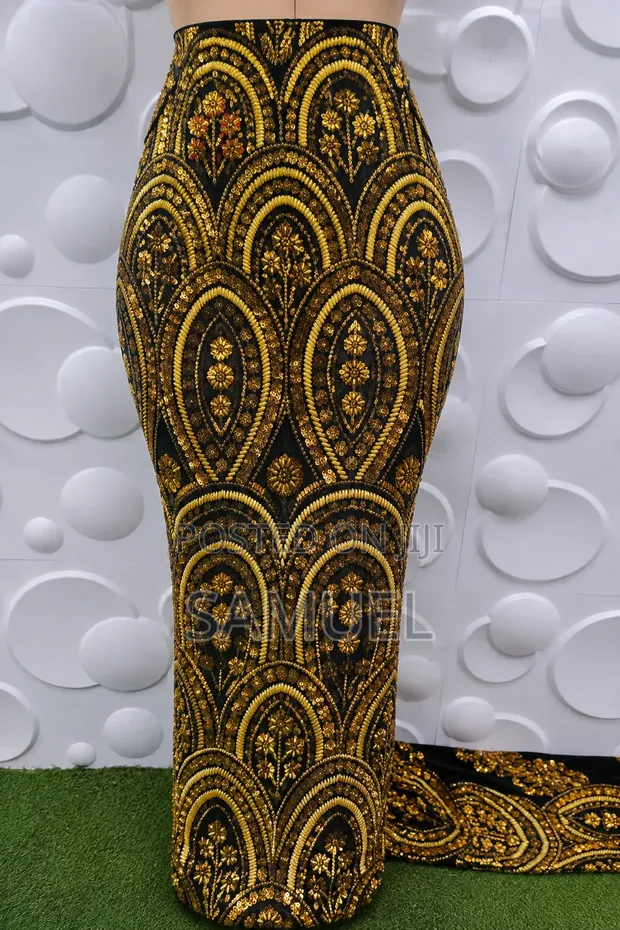 Embroidered Beaded Lace Fabric - 1