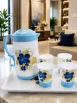 Plastic Water Jug and Cup Set with Tray - 1