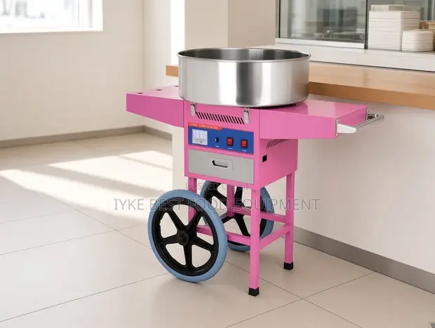 Brand New Candy Floss Machine with Wheeled Cart - 1