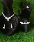 Handmade Full Pearl Set - Necklace, Earrings, Bracelet, Knuckle Ring - 1