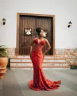Beaded Mermaid Dress - Red - 2