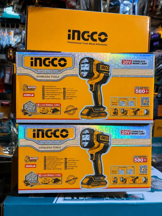 Ingco 20V Cordless Work Lamp - 2000lm - 1