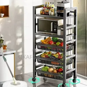 Movable Kitchen Shelf Organizer for Microwave & Fruit