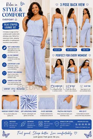Blue Striped Lounge Set
