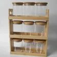 3-Layer 9-Piece Spice Storage Containers with Bamboo Rack - 1