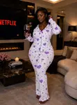 Purple Heart Button-Up Lounge Set - 1