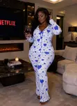 Purple Heart Button-Up Lounge Set - 2