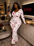 Purple Heart Button-Up Lounge Set - 4