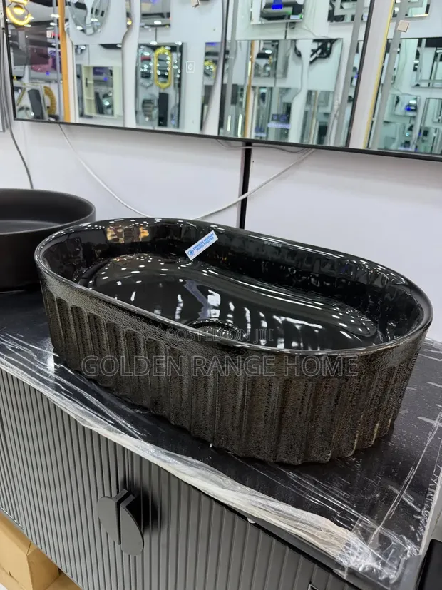 Ideal Black Ceramic Countertop Basin - 1