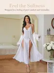 Feather Trim Robe Slip Set - 2