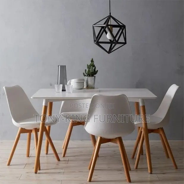 Imported Wooden Dining Table Set with 4 Padded Chairs - 1