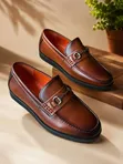 Solid Leather Men's Shoes - Black/Brown - 2
