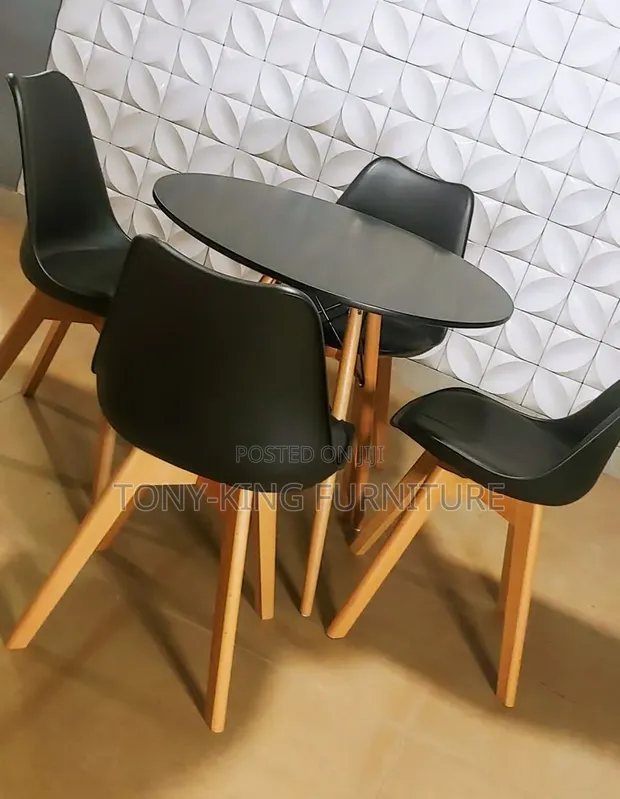 Luxury Modern Mini Round Dining Table with 4 Padded Chairs - 1