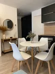 Luxury Modern Mini Round Dining Table with 4 Padded Chairs - 2