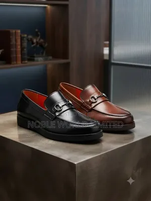 Men's Leather Flats Shoes - Black/Brown