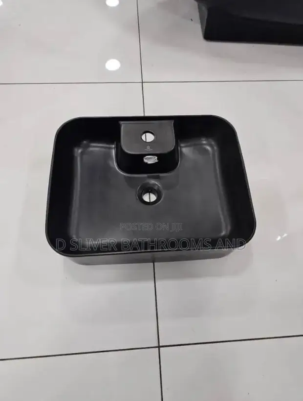 Black Countertop Wash Hand Basin - Modern Square - 1