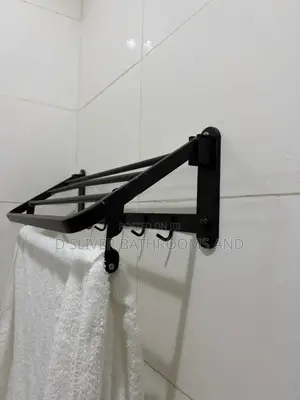 Foldable Black Bathroom Towel Rack (60cm)