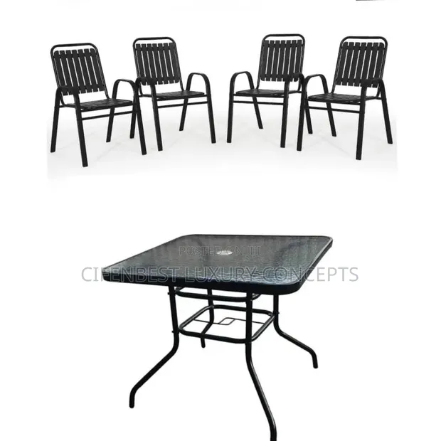 Stylish Outdoor Four-Seater Table and Chair Set - 1