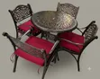 Stylish Outdoor Round Iron Table with 4 Cushion Chairs - 1