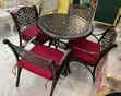 Stylish Outdoor Round Iron Table with 4 Cushion Chairs - 2