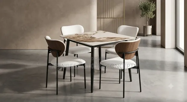 Luxury Marble Top Dining Table tare da 4 Chairs - 1