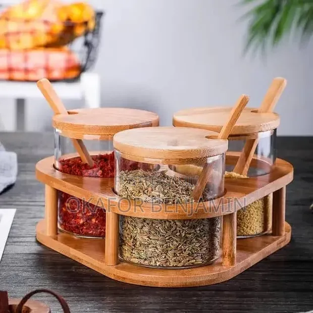 Kayan Ajiya Na Kayan Kamshi 3pcs Mai Kyau Tare Da Jirgin Bamboo - 1