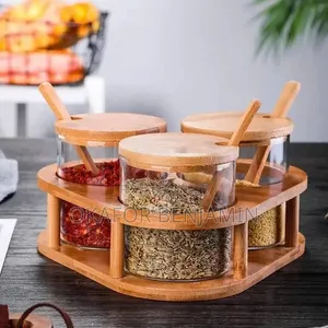 Kayan Ajiya Na Kayan Kamshi 3pcs Mai Kyau Tare Da Jirgin Bamboo