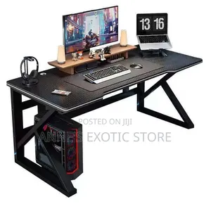 K-Shaped Carbon Fiber Gaming Desk tare da Tsayawa Monitor & CPU Holder
