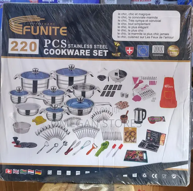 220pcs Stainless Steel Cookware Set - 1