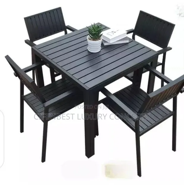 Stylish Durable Outdoor Squared Bar/Patio Table with 4 Chairs - 1