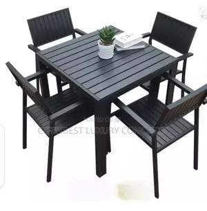Stylish Durable Outdoor Squared Bar/Patio Table with 4 Chairs